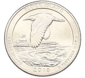 1/4 доллара (25 центов) 2018 года D США «Национальные парки — №45 Национальное убежище дикой природы острова Блок» — Фото №1