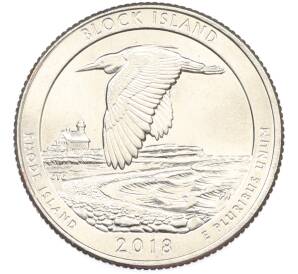 1/4 доллара (25 центов) 2018 года D США «Национальные парки — №45 Национальное убежище дикой природы острова Блок» — Фото №1