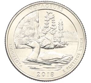 1/4 доллара (25 центов) 2018 года D США «Национальные парки — №43 Национальный парк Вояджерс» — Фото №1