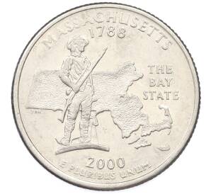 1/4 доллара (25 центов) 2000 года D США «Штаты и территории — Массачусетс» — Фото №1