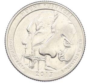 1/4 доллара (25 центов) 2013 года D США «Национальные парки — №20 Национальный мемориал Маунт-Рашмор» — Фото №1