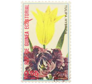 Почтовая марка 0.55 экуэле 1974 года Экваториальная Гвинея «Цветы — Тюльпан гибридный» — Фото №1