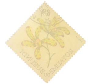 Почтовая марка 6.50 франков 1966 года Бурунди «Цветы — Анселлия африканская (Ansellia africana)» — Фото №2