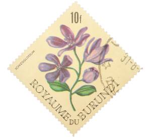 Почтовая марка 10 франков 1967 года Бурунди «Цветы — Schizoglossum» — Фото №1