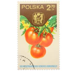 Почтовая марка 2.70 злотых 1974 года Польша «XIX Международный конгресс садоводства в Варшаве — Помидоры» — Фото №1