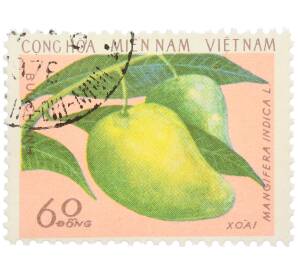 Почтовая марка 60 донгов 1976 года Южный Вьетнам «Фрукты Южного Вьетнама — Манго» — Фото №1