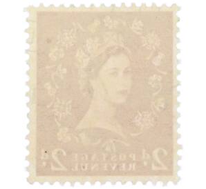 Почтовая марка 2 пенса 1955 года Великобритания «Уайлдинг — Королева Елизавета II» — Фото №2