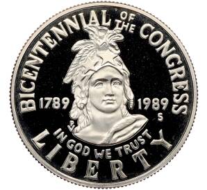1/2 доллара (50 центов) 1989 года S США «200 лет Конгрессу» — Фото №1