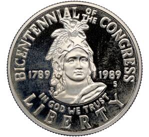 1/2 доллара (50 центов) 1989 года S США «200 лет Конгрессу» — Фото №1
