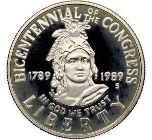 1/2 доллара (50 центов) 1989 года S США «200 лет Конгрессу» — Фото №1