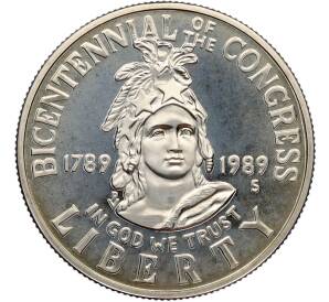 1/2 доллара (50 центов) 1989 года S США «200 лет Конгрессу» — Фото №1