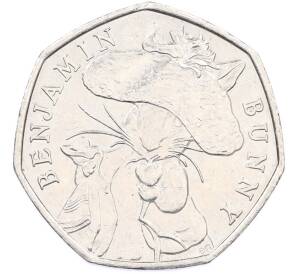 50 пенсов 2017 года Великобритания «150 лет со дня рождения Беатрис Поттер — Бенджамин Банни» — Фото №1
