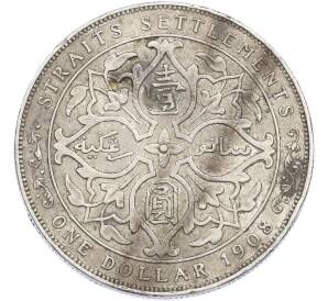 1 доллар 1908 года Стрейтс Сетлментс — Фото №1