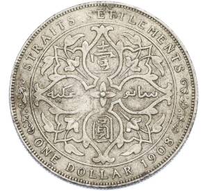 1 доллар 1908 года Стрейтс Сетлментс — Фото №1