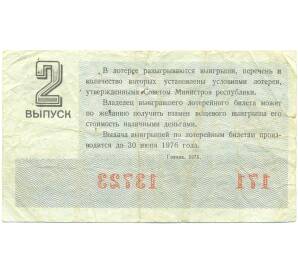 Лотерейный билет 30 копеек 1975 года «Денежно-вещевая лотерея» (Выпуск 2) — Фото №2