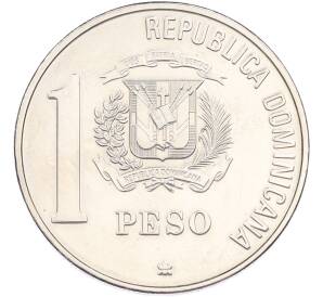 1 песо 1988 года Доминиканская республика «500 лет открытию и евангелизации Америки» — Фото №2
