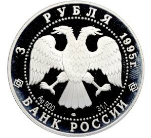 3 рубля 1995 года ЛМД «Памятники архитектуры России — Ансамбль деревянного зодчества (Кижи)» — Фото №2