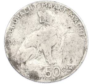 50 сантимов 1901 года Бельгия (Надпись на голландском — DER BELGEN) — Фото №1
