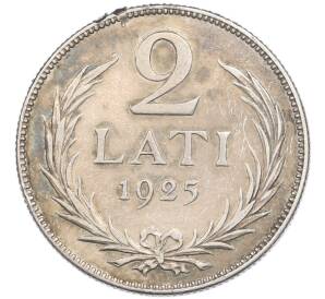 2 лата 1925 года Латвия (След от напайки) — Фото №1