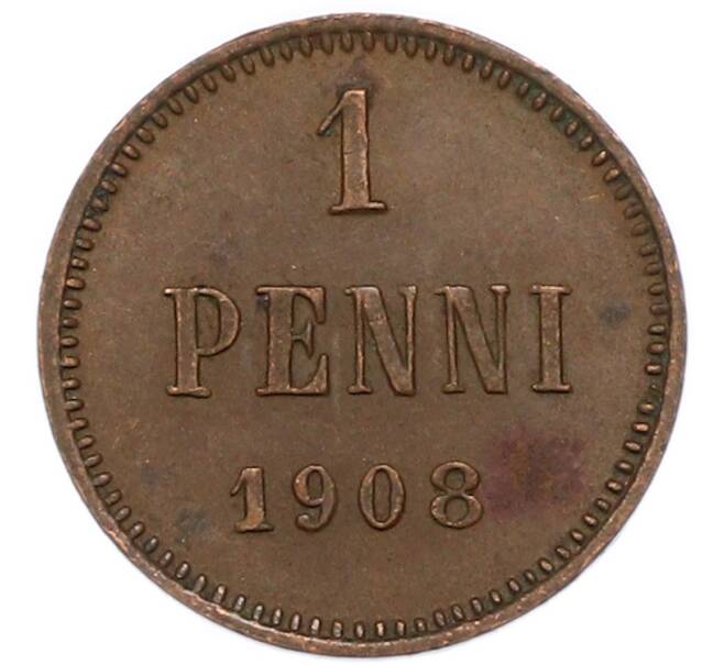 Монета 1 пенни 1908 года Русская Финляндия (Артикул: K10-17009) — Фото №1