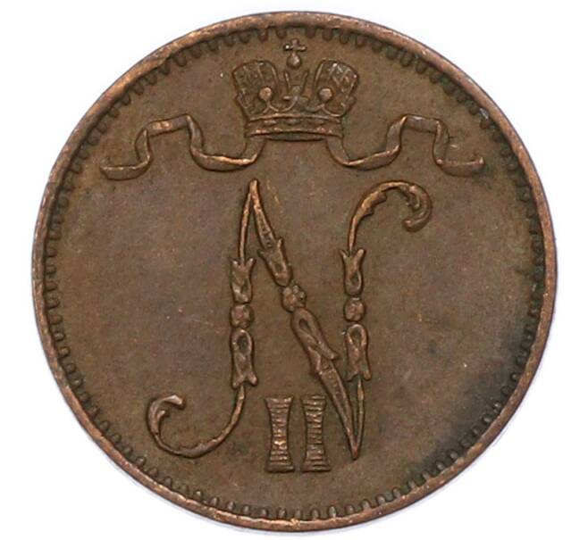 Монета 1 пенни 1908 года Русская Финляндия (Артикул: K10-17009) — Фото №2