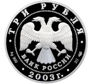 3 рубля 2003 года СПМД «Памятники архитектуры России — Свято-Троицкий Серафимо-Дивеевский монастырь» — Фото №2