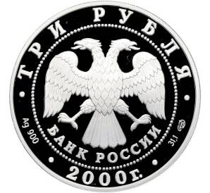 3 рубля 2000 года СПМД «Памятники архитектуры России — Город Пушкин (Царское Cело)» — Фото №2