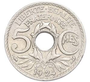 5 сантимов 1924 года Франция — Фото №1