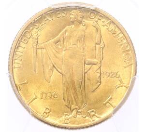 2 1/2 доллара 1926 года США «150 лет Независимости» в слабе PSGC (MS63) — Фото №1