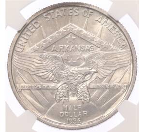 1/2 доллара (50 центов) 1936 года США «100 лет штату Арканзас — Джозеф Тейлор Робинсон» в слабе NGC (MS64) — Фото №2