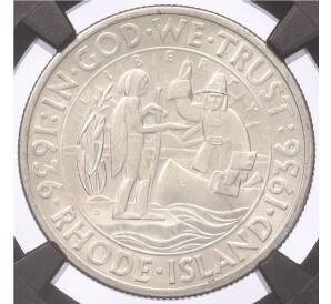 1/2 доллара (50 центов) 1936 года S США «300 лет Род-Айленду» в слабе NGC (MS 9.4) — Фото №1