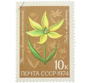 Почтовая марка 10 копеек 1974 года «Цветы альпийских лугов Средней Азии — Тюльпан волосистотычиночный» — Фото №1