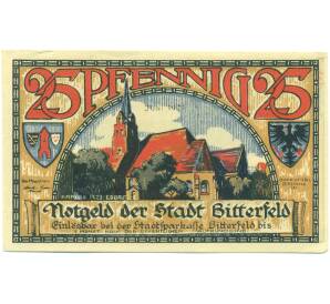 25 пфеннигов 1921 года Германия — город Биттерфельд (Нотгельд) — Фото №1