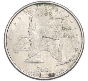 1/4 доллара (25 центов) 2001 года P США «Штаты и территории — Нью-Йорк» — Фото №1