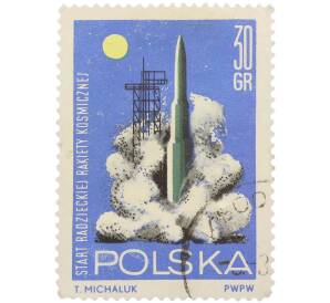 Почтовая марка 30 грошей 1964 года Польша «Исследование космоса — Старт советской космической ракеты» — Фото №1