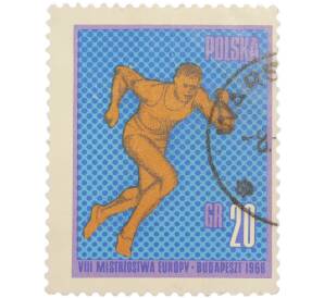 Почтовая марка 20 грошей 1966 года Польша «VIII Чемпионат Европы по лёгкой атлетике в Будапеште — Бегун на дистанции» — Фото №1