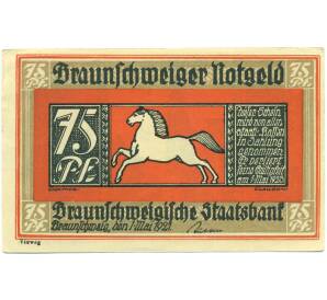 75 пфеннигов 1921 года Германия — город Брауншвейг (Нотгельд) — Фото №1