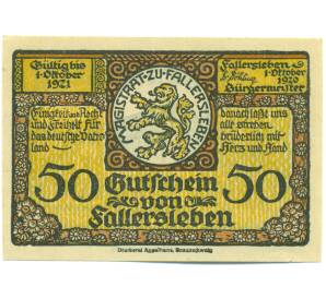 50 пфеннигов 1920 года Германия — город Фаллерслебен (Нотгельд) — Фото №1