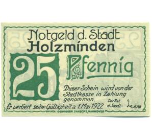 25 пфеннигов 1922 года Германия — город Хольцминден (Нотгельд) — Фото №2
