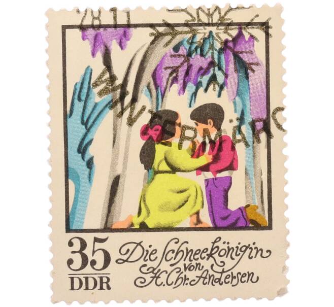 Почтовая марка 35 пфеннигов 1972 года Германия (ГДР) «Сказки Ханса Кристиана Андерсена — Снежная королева: Герда и Кай» (Артикул: K8-2410) — Фото №1