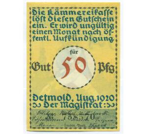 50 пфеннигов 1920 года Германия — Детмольд (Нотгельд) — Фото №2