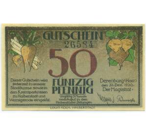 50 пфеннигов 1920 года Германия — Деренбург (Нотгельд) — Фото №1