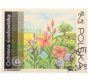 Почтовая марка 2 злотых 70 грошей 1974 года Польша «Охрана окружающей среды — Полевые цветы и ландшафт» — Фото №1