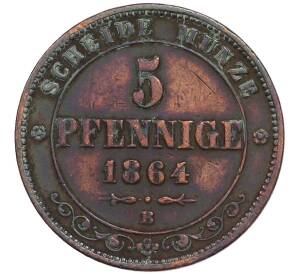 5 пфеннигов 1864 года Саксония — Фото №1