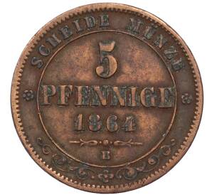5 пфеннигов 1864 года Саксония — Фото №1