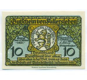 10 пфеннигов 1920 года Германия — Фаллерслебен (Нотгельд) — Фото №1