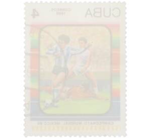 Почтовая марка 4 сентаво 1986 года Куба «Campeonato Mundial Mexico 86 — Игровой момент футболисты»