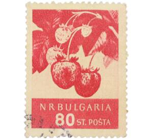 Почтовая марка 80 стотинок 1956 года Болгария «Фрукты — Клубника» — Фото №1