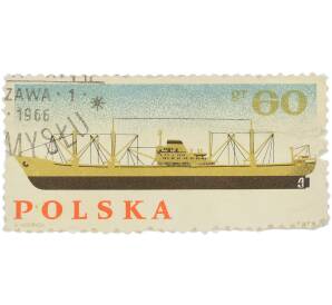 Почтовая марка 60 грошей 1966 года Польша «Морской флот — Теплоход Франчишек Зубжицкий» — Фото №1