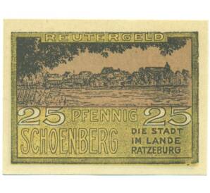 25 пфеннигов 1922 года Германия — город Шенберг (Нотгельд) — Фото №1